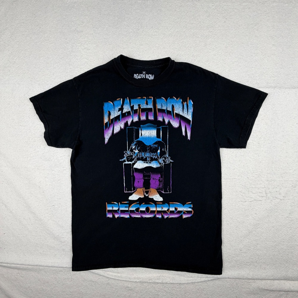 Death Row Records Ripple Junction Graphic T-Shirt Black Mens Medium Retro Logo
